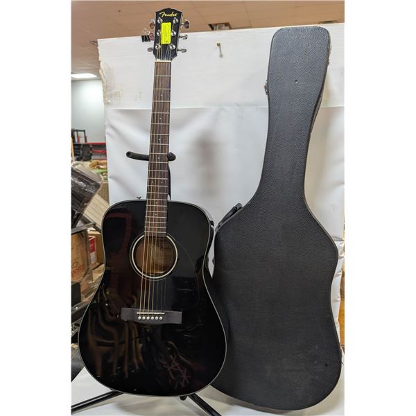 FENDER CD60 BLACK ACOUSTIC GUITAR W CASE