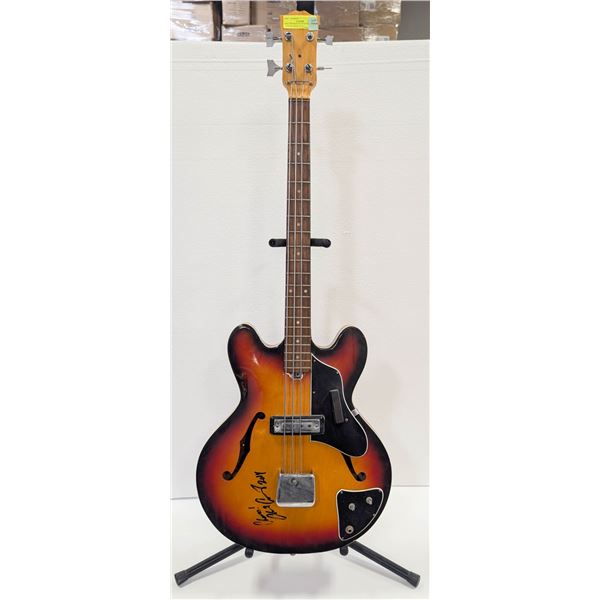 HOLLOW BODY BASS GUITAR AUTOGRAPHED AS IS