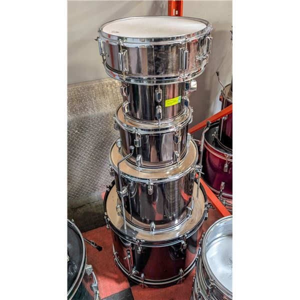 PERCUSSION PLUS 4 PIECE DRUM KIT SILVER
