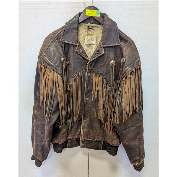 VINTAGE MENS SMALL LEATHER FRINGE JACKET
