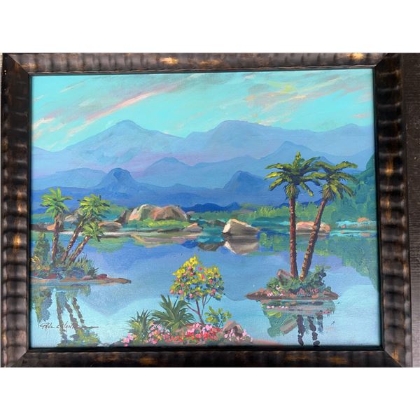 Framed Signed Landscape Painting by Paul LaLande, 22.5”x18.5”