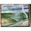 Image 1 : Paul Lalande Signed Landscape Painting with Lightning, Framed 21.5x17.5"
