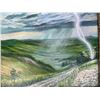 Image 2 : Paul Lalande Signed Landscape Painting with Lightning, Framed 21.5x17.5"