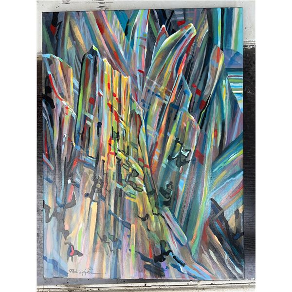 Paul Lalande Abstract Mountain Scene Painting, 24x18”