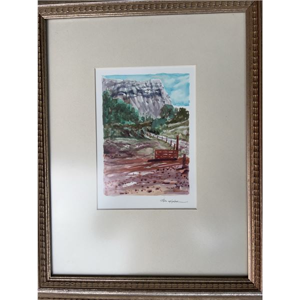 Framed Landscape Watercolour by Paul Lalonde, 7.5"x5" Painting