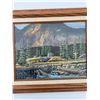 Image 3 : Framed Landscape Painting of Mountain, Boats, and Totem, Frame 18x15.5 Image 11x14