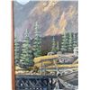 Image 4 : Framed Landscape Painting of Mountain, Boats, and Totem, Frame 18x15.5 Image 11x14