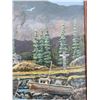 Image 5 : Framed Landscape Painting of Mountain, Boats, and Totem, Frame 18x15.5 Image 11x14