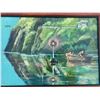 Image 2 : Original Paul Lalande 2001 Framed Fishing Scene Painting 21.5x15.5"