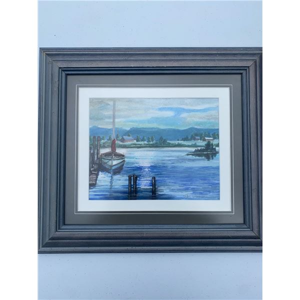 Paul L. Lande Lakefront Watercolour Painting, Framed 17.5x15.5"