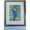 Image 1 : Framed Watercolour Parrot Artwork by Paul Lajoie 19.5x15.5 in