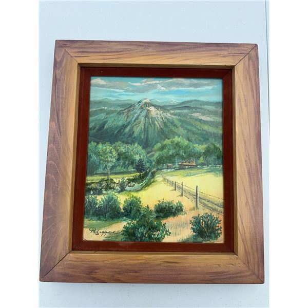 Mountain Landscape Painting, Signed, 12x10, Framed 16x14
