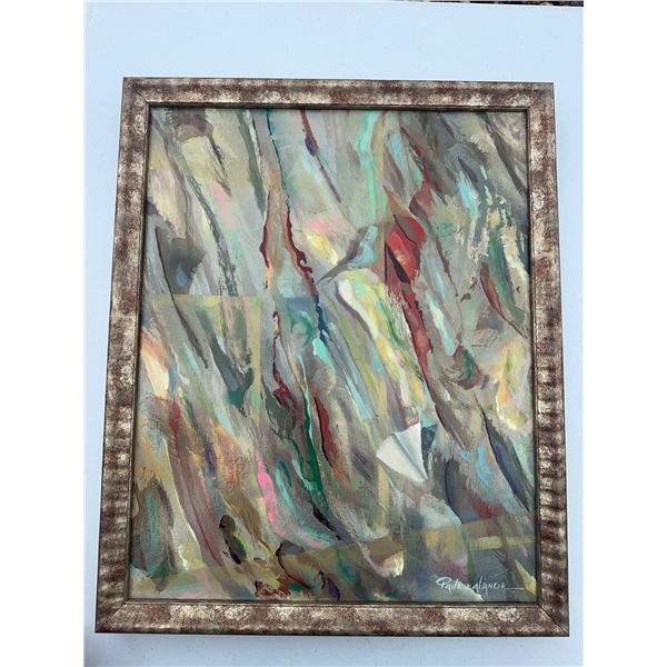 Abstract Painting Signed by Pat Alaniz, 17x13, Framed 17.5x22