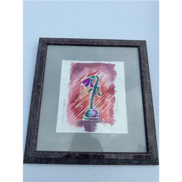Framed Watercolour "Vegetable or Mineral" Signed 1999, 8x7.5 in Art