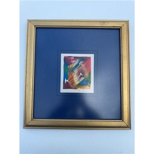 Abstract Watercolour Painting Signed, Framed 14x13.5, Image 5x4