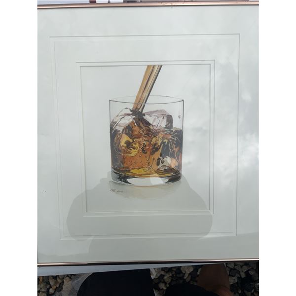 Original Watercolour Painting of Whiskey Glass, 11.5x19.5”