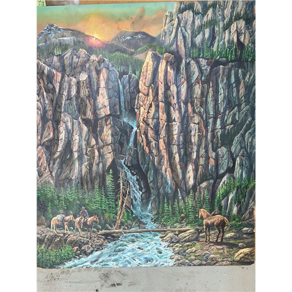 Paul Legarde 2002 Western Mountain Landscape Painting, 36"x32"