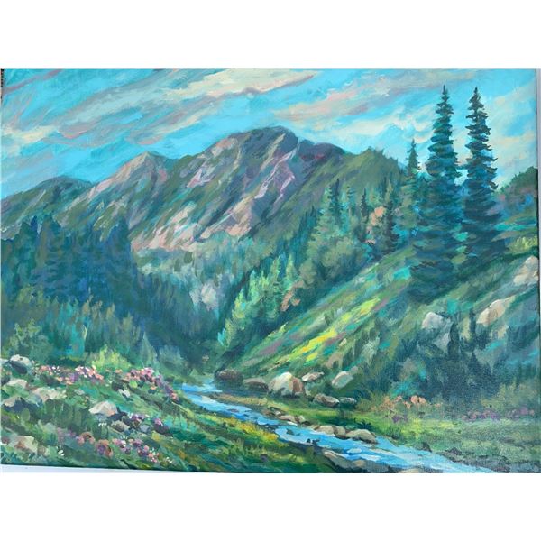 Paul Lalande Original Mountain Landscape Oil Painting 24x18