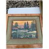 Image 1 : Signed Landscape Painting with Trees, 25x21 Frame, 15x11.5 Image