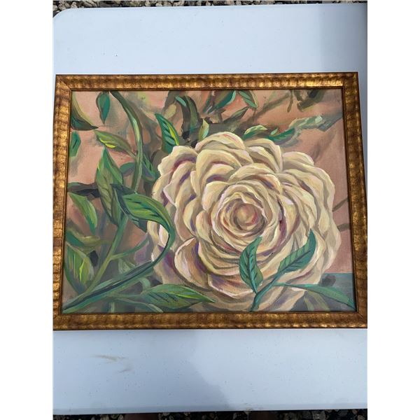 Framed Floral Oil Painting, 21.5" x 17.5" Frame, 19.5" x 15.5" Image