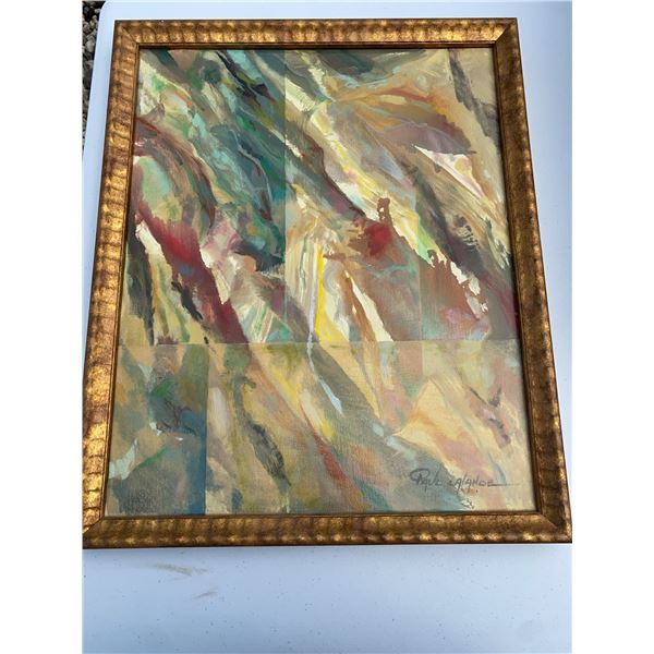 Abstract Oil Painting Signed by Artist, Framed 17.5 x 22 in, Image 19.5 x 15.5 in