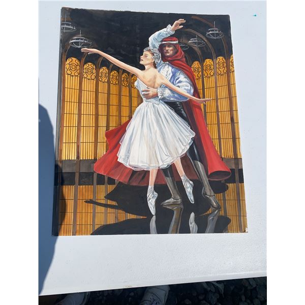 Ballet Dancers Painting, 15.5 x 20 Inches