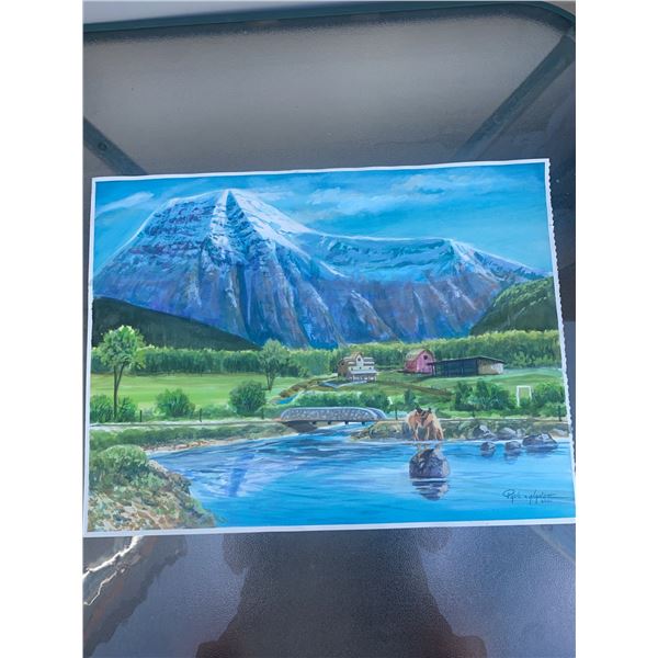 Paul Lalande 2001 Mountain Landscape Painting, 23.5 x 18 Inches