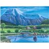 Image 2 : Paul Lalande 2001 Mountain Landscape Painting, 23.5 x 18 Inches