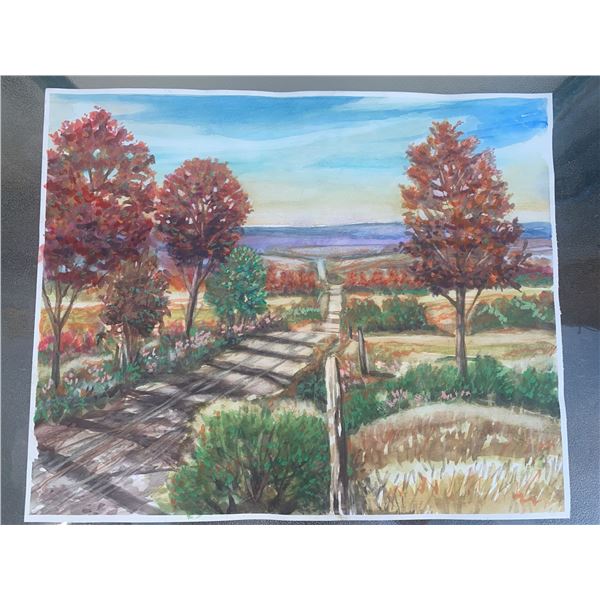 Landscape Watercolour Painting on Paper, 22 x 18 Inches