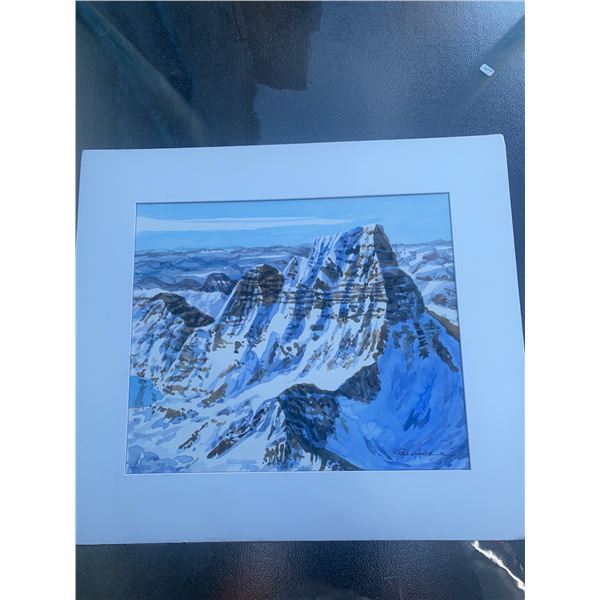 Paul Lalande 1999 Mountain Watercolour, Matted, 18.5" x 16.5" Frame
