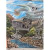 Image 2 : Paul Lalande 48”x25” Sci-Fi Spaceship and Astronauts Painting