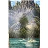 Image 1 : Paul Lalande Mountain Landscape Painting with Orcas, 48”x30”