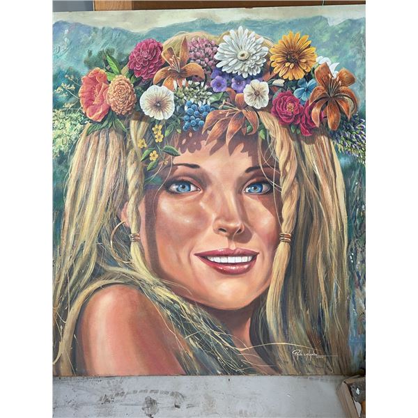 Paul Lalande Original 48"x48" Portrait with Floral Crown