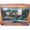 Image 1 : Paul Lalande Mountain Landscape Painting With Cougar, 57x39 Frame