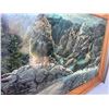 Image 3 : Paul Lalande Mountain Landscape Painting With Cougar, 57x39 Frame