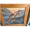 Image 1 : Paula Lalande 2002 Painting of Antelope at Watering Hole, 35.5x31, Framed 46.6x41.5