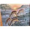 Image 2 : Paula Lalande 2002 Painting of Antelope at Watering Hole, 35.5x31, Framed 46.6x41.5