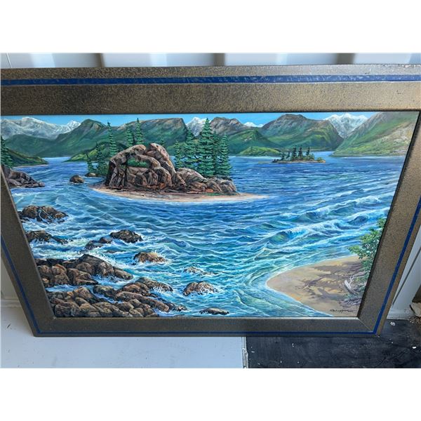 Paul Lalande 2003 Landscape Painting With Frame, 42.5x31 Inches