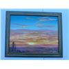 Image 1 : Paul Lalande Framed Sunset Landscape Painting 15.5x11.5"