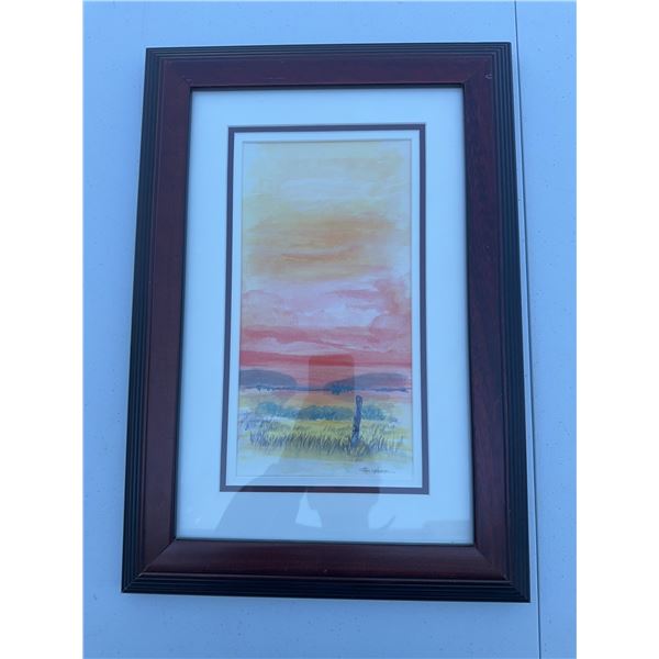Paul Lalande Framed Landscape Painting, 11.5x6 Inch Art, 19x13.5 Inch Frame