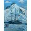 Image 2 : Paul Lalande Arctic Ship Scene Oil Painting, 20x16, Framed 27x23.5