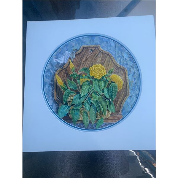 Framed Round Floral Still Life Art Print, 20" x 20" Frame
