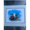 Image 1 : Paul Lalande Watercolour Painting, Candle and Roses, Framed 18.5x16"