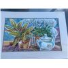 Image 1 : Paul Lalande Still Life Painting With Plants and Teapot, Framed 25x17"