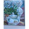 Image 2 : Paul Lalande Still Life Painting With Plants and Teapot, Framed 25x17"