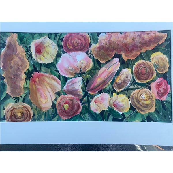 Paul Lalande Watercolour Floral Painting, Framed 24" x 15"