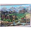 Image 2 : Paul Lalande Signed Painting With Motorcycle Scene, 35”x23.5”
