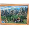 Image 1 : Paul Lalande 2004 Painting, Motorcycle Scene, 35.5x24 in, Framed