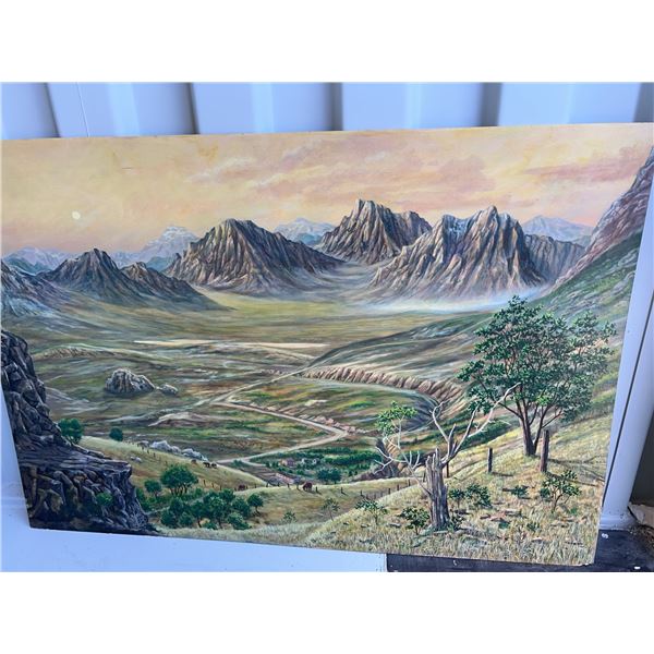 Paul Lalande Mountain Landscape Painting, 49"x33.5"