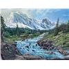 Image 2 : Paul Lalande Mountain Landscape Painting with Horses, 50” x 33.5”